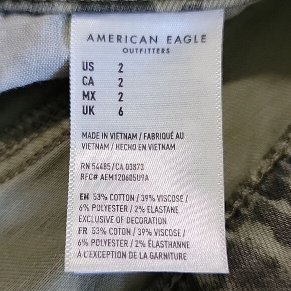 American Eagle Green Camo/Cheetah Next Level Stretch Hi-Rise Mini Jean Skirt-2 - Picture 6 of 12